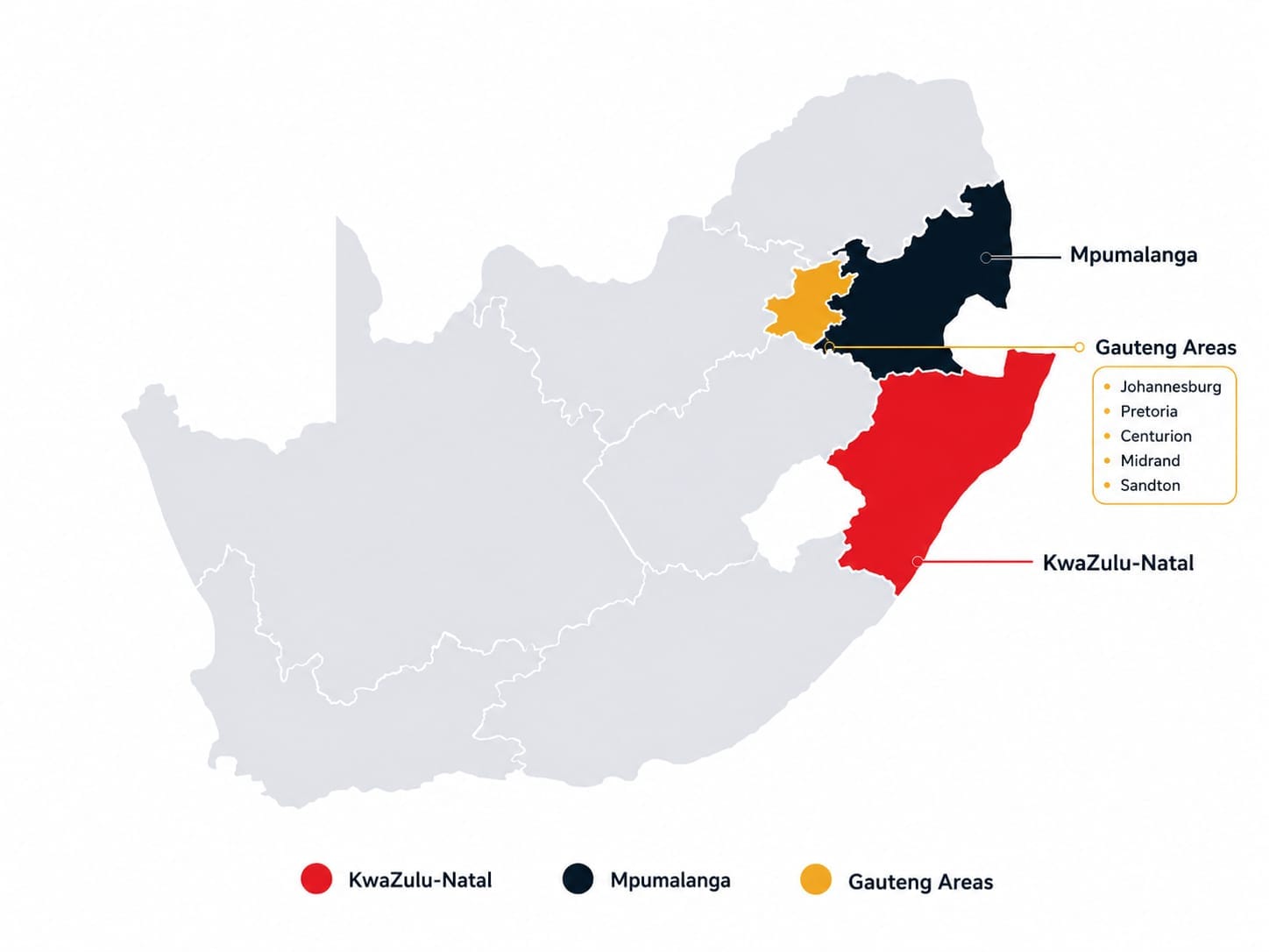 Snesenzo Security coverage areas: KwaZulu-Natal, Mpumalanga and Gauteng
